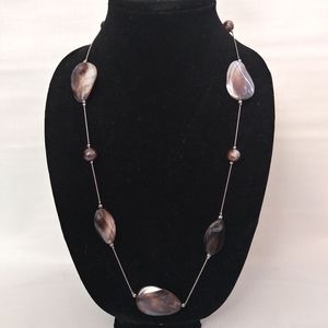 Sliver tone polished shell 16inch necklace
